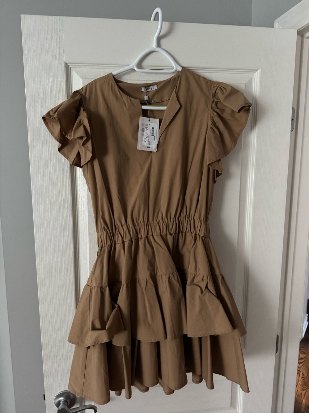 Motel Rocks Tan Ruffle Mini Dress